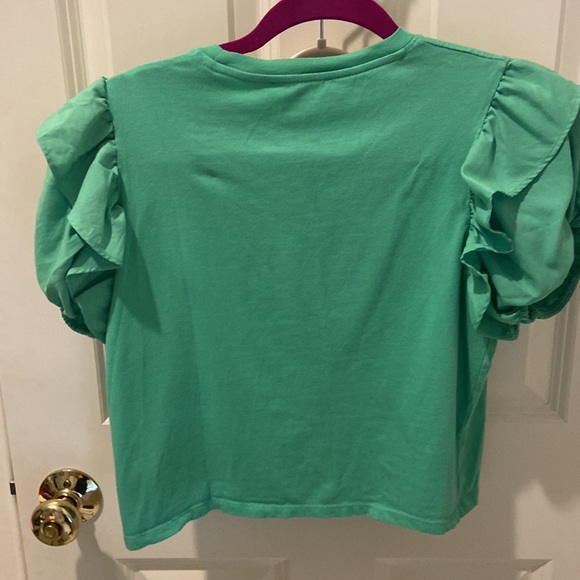 Zara Green Ruffle Top - Picture 2 of 2